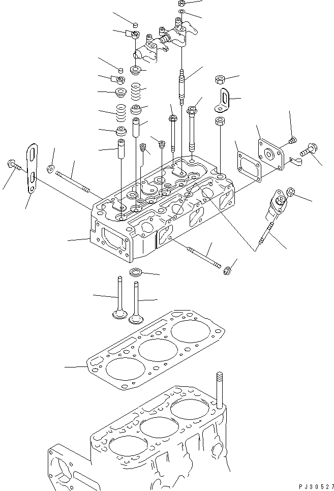 Схема запчастей Komatsu 3D84-1J - ГОЛОВКА ЦИЛИНДРОВ ГОЛОВКА ЦИЛИНДРОВ