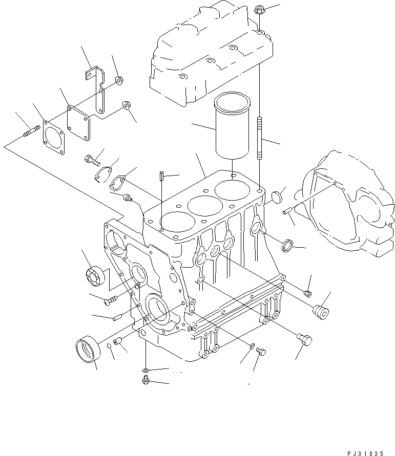 Схема запчастей Komatsu 3D84-1J - БЛОК ЦИЛИНДРОВ БЛОК ЦИЛИНДРОВ