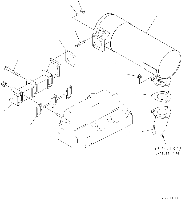 Схема запчастей Komatsu 3D84-1J - ВЫПУСКНОЙ КОЛЛЕКТОР И ГЛУШИТЕЛЬ(№779-) ГОЛОВКА ЦИЛИНДРОВ