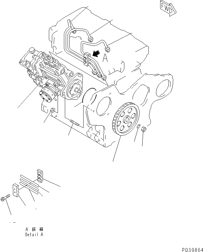 Схема запчастей Komatsu 3D84-2D - ТОПЛ. НАСОС И ТРУБЫ(№-) ТОПЛИВН. СИСТЕМА