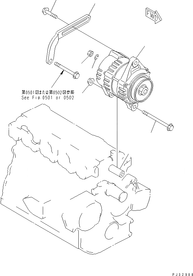 Схема запчастей Komatsu 3D84-2D - ГЕНЕРАТОР И КРЕПЛЕНИЕ (A)(№-) ЭЛЕКТРИКА