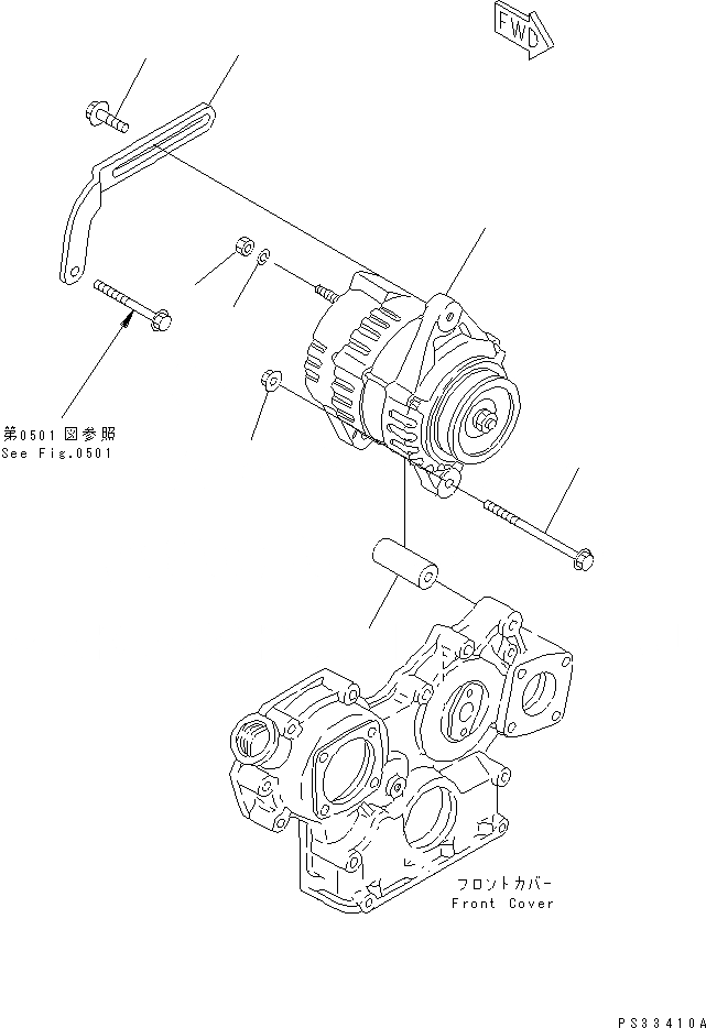 Схема запчастей Komatsu 3D84E-3B - ГЕНЕРАТОР И КРЕПЛЕНИЕ (A)(№89-) ЭЛЕКТРИКА