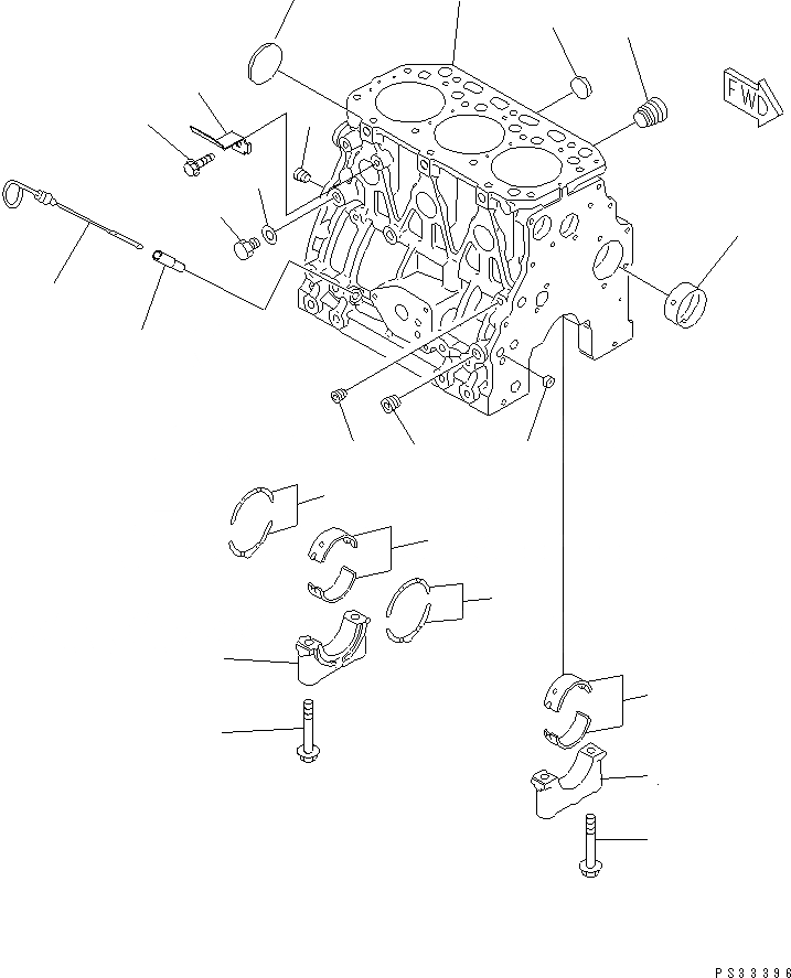 Схема запчастей Komatsu 3D84E-3C - БЛОК ЦИЛИНДРОВ(№89-) БЛОК ЦИЛИНДРОВ