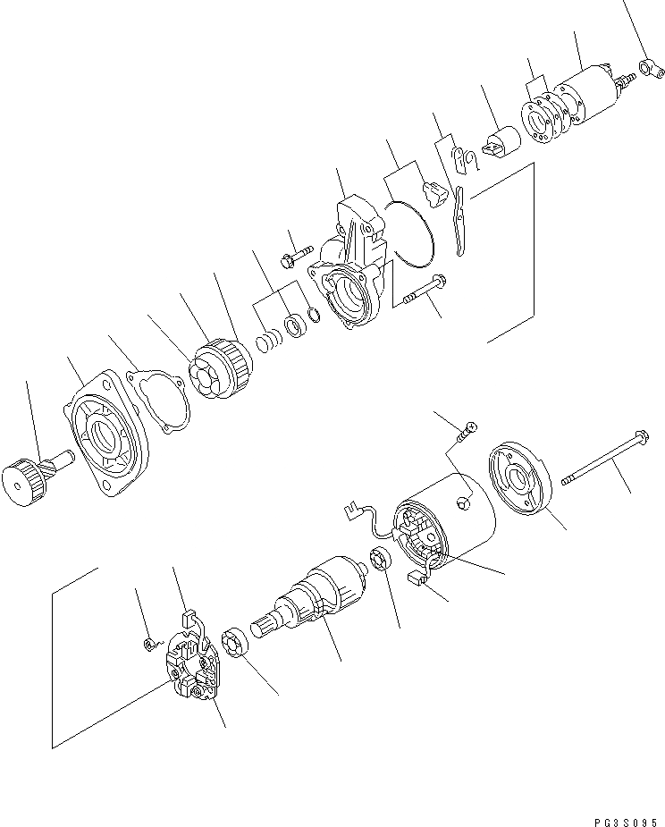 Схема запчастей Komatsu 3D84E-3C - СТАРТЕР (.8KW)(№89-) ЭЛЕКТРИКА