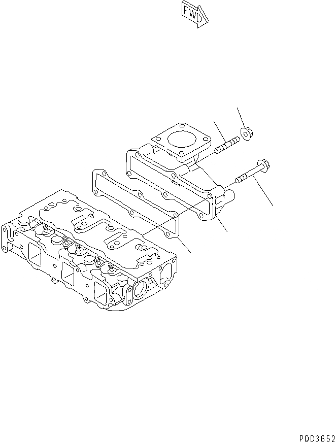 Схема запчастей Komatsu 3D84E-3F - ВЫПУСКНОЙ КОЛЛЕКТОР(№9-) ДВИГАТЕЛЬ