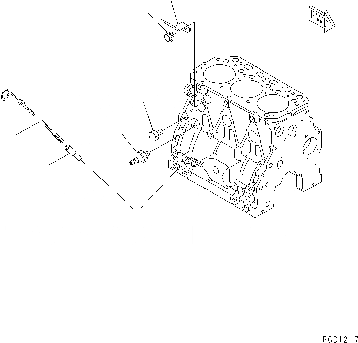 Схема запчастей Komatsu 3D84E-3F - ЭЛЕМЕНТЫ БЛОКА ЦИЛИНДРОВ(№9-) ДВИГАТЕЛЬ