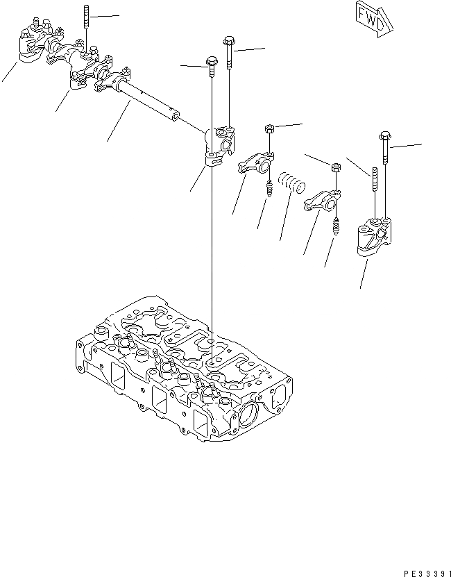 Схема запчастей Komatsu 3D84E-3A - КОРОМЫСЛО(№89-) ГОЛОВКА ЦИЛИНДРОВ