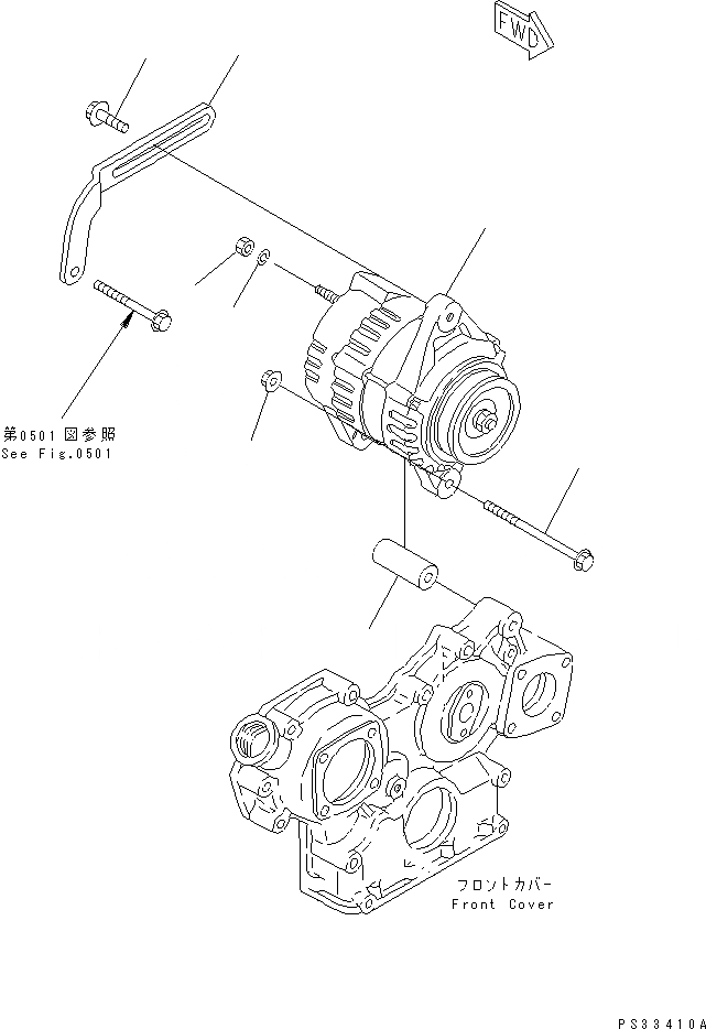 Схема запчастей Komatsu 3D84E-3A - ГЕНЕРАТОР И КРЕПЛЕНИЕ (A)(№89-) ЭЛЕКТРИКА