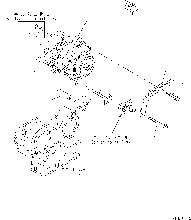 Схема запчастей Komatsu 3D84E-3K - ГЕНЕРАТОР И КРЕПЛЕНИЕ (A)(№89-) ДВИГАТЕЛЬ