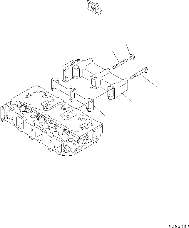 Схема запчастей Komatsu 3D84E-3K - ВЫПУСКНОЙ КОЛЛЕКТОР(№89-) ДВИГАТЕЛЬ