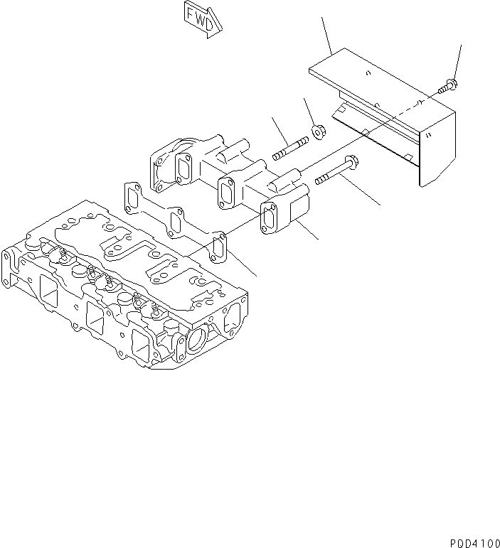 Схема запчастей Komatsu 3D84E-3L - ВЫПУСКНОЙ КОЛЛЕКТОР(№7-) ДВИГАТЕЛЬ