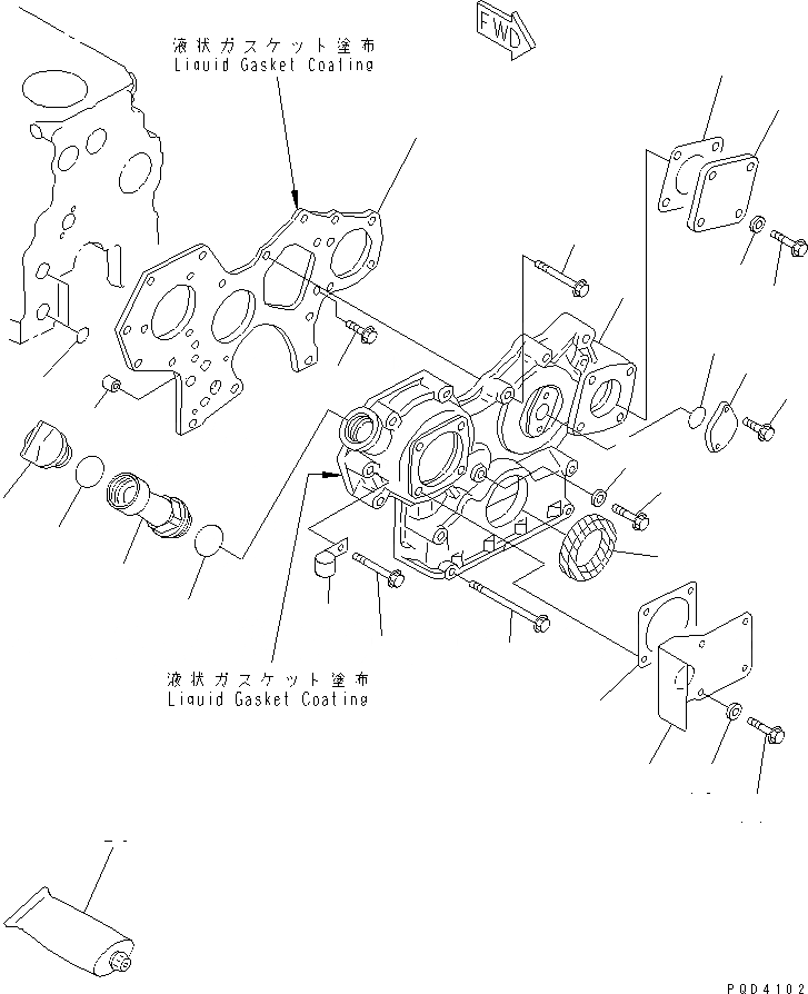 Схема запчастей Komatsu 3D84E-3L - ПЕРЕДН. COVER(№7-) ДВИГАТЕЛЬ