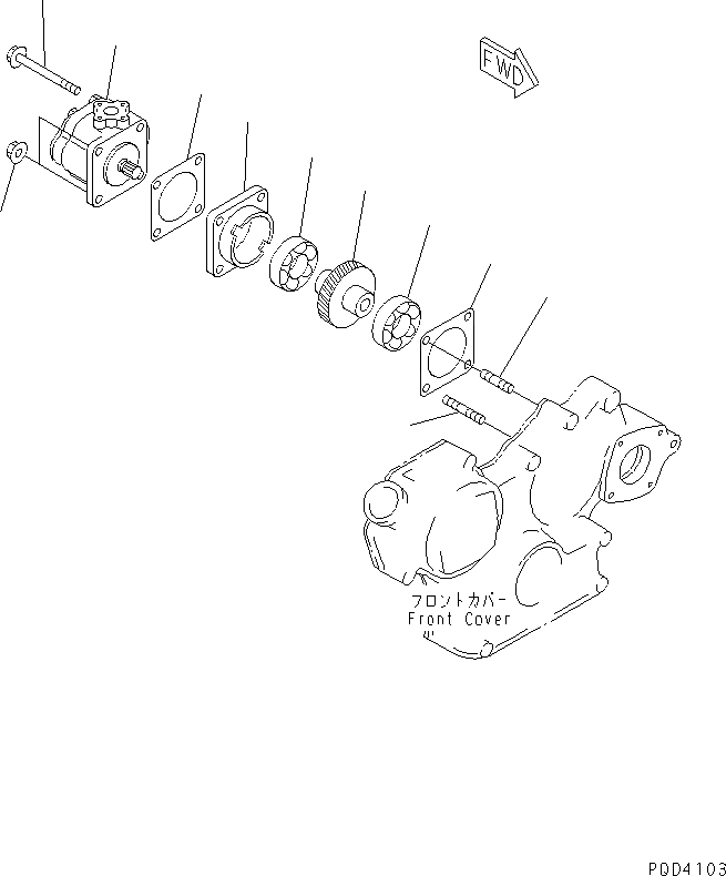 Схема запчастей Komatsu 3D84E-3L - НАСОС PPC И MOINTING(№7-) ДВИГАТЕЛЬ