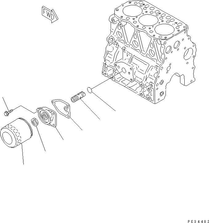 Схема запчастей Komatsu 3D84E-3D - МАСЛ. ФИЛЬТР(№-) СИСТЕМА СМАЗКИ МАСЛ. СИСТЕМА