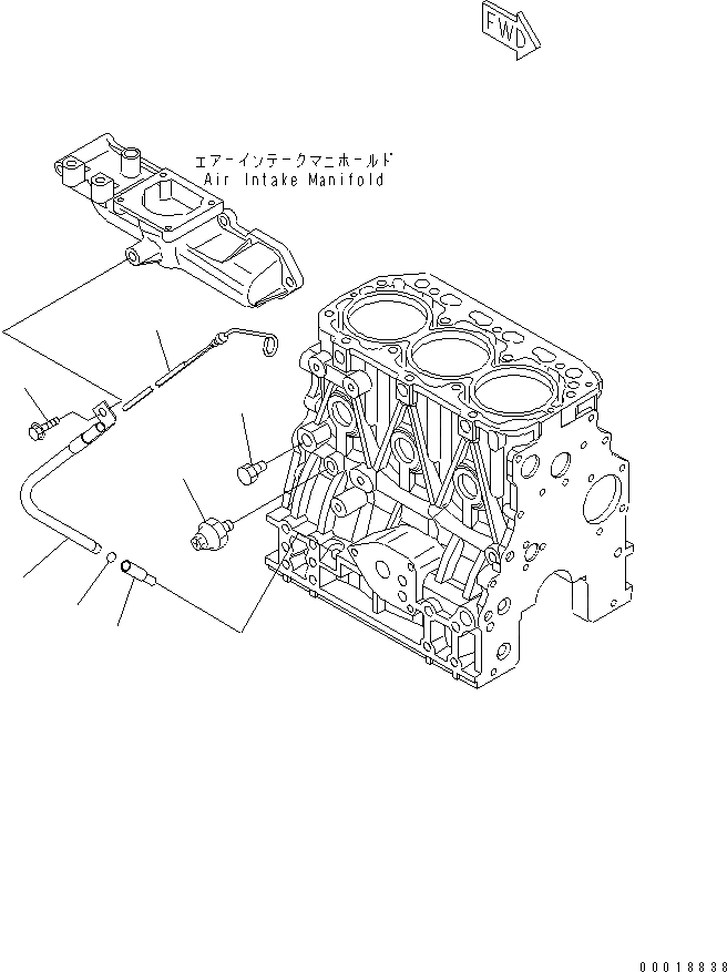 Схема запчастей Komatsu 3D84E-5X-AB - БЛОК ЦИЛИНДРОВ АКСЕССУАРЫ(№-) ДВИГАТЕЛЬ