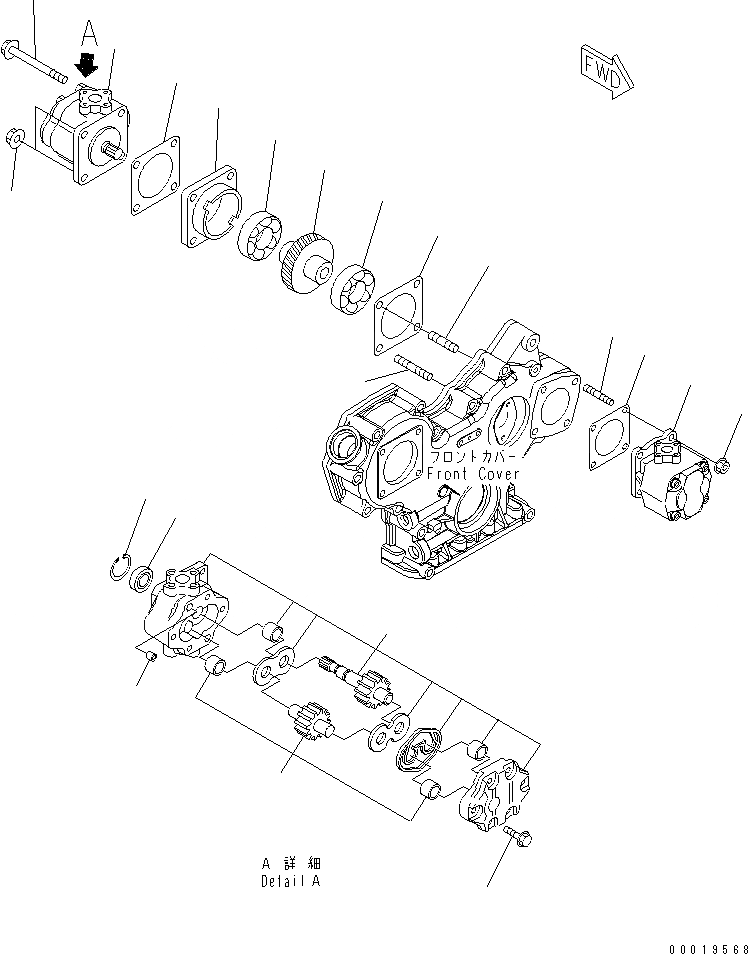 Схема запчастей Komatsu 3D84E-5Q-QB - НАСОС PPC И КРЕПЛЕНИЕ(№7-) ДВИГАТЕЛЬ