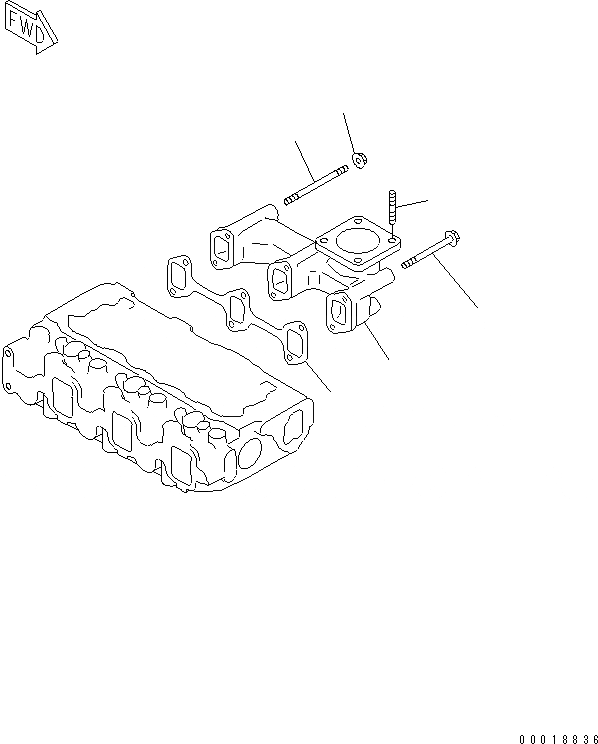 Схема запчастей Komatsu 3D84E-5X-AB - ВЫПУСКНОЙ КОЛЛЕКТОР(№-) ДВИГАТЕЛЬ