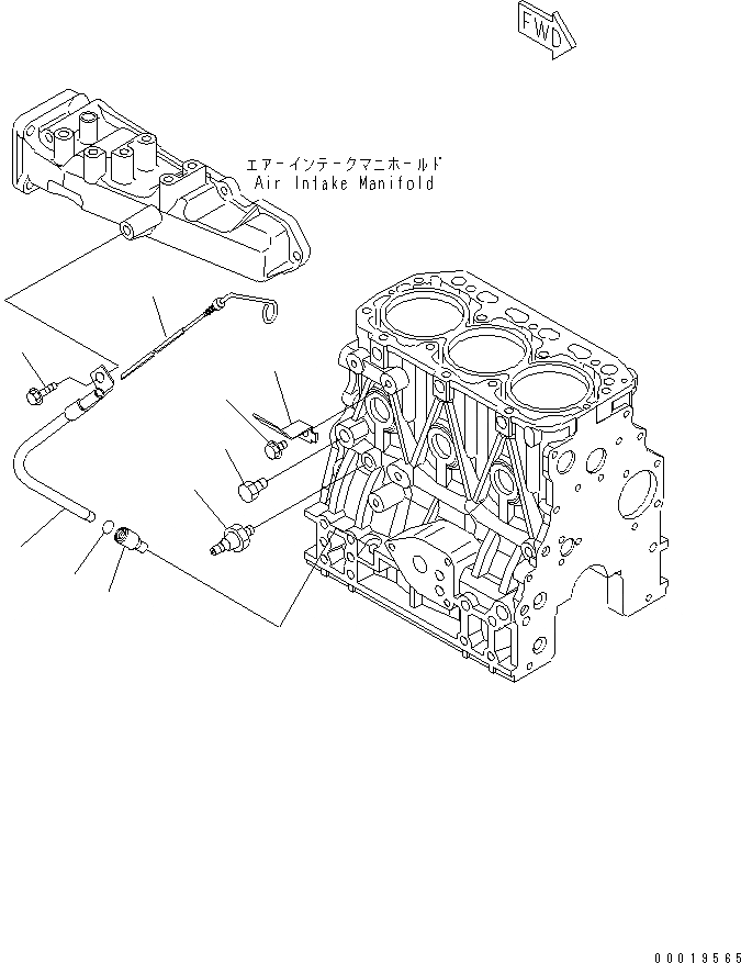 Схема запчастей Komatsu 3D84E-5Q-QB - БЛОК ЦИЛИНДРОВ АКСЕССУАРЫ(№7-) ДВИГАТЕЛЬ