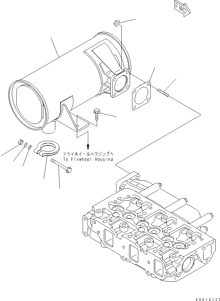 Схема запчастей Komatsu 3D88E-5P-BA - ГЛУШИТЕЛЬ ДВИГАТЕЛЬ