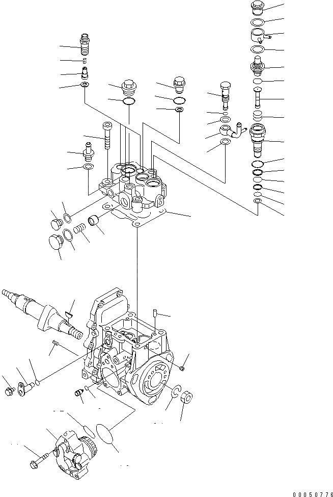 Схема запчастей Komatsu 3D88E-5P-BA - ТОПЛ. НАСОС (НАСОС) (ВНУТР. ЧАСТИ) ДВИГАТЕЛЬ