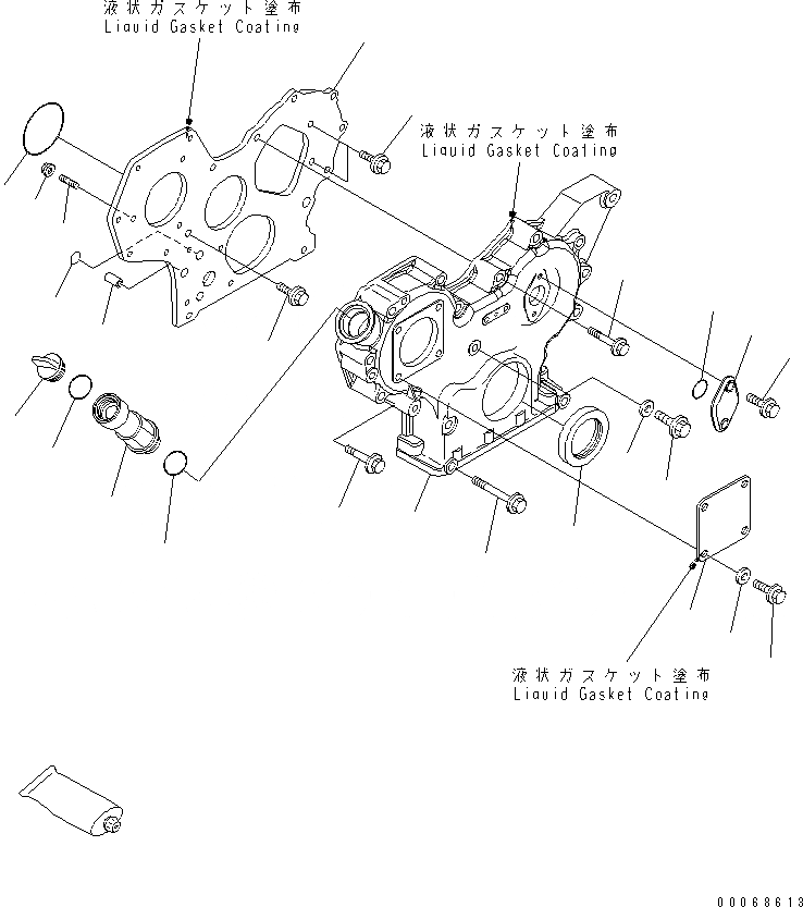 Схема запчастей Komatsu 3D88E-6BP-DA - ПЕРЕДН. COVER ДВИГАТЕЛЬ