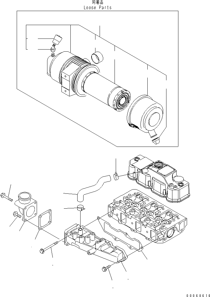 Схема запчастей Komatsu 3D88E-6BP-DA - ТРУБОПРОВОД ВПУСКА ВОЗДУХА И ТРУБЫ ДВИГАТЕЛЬ