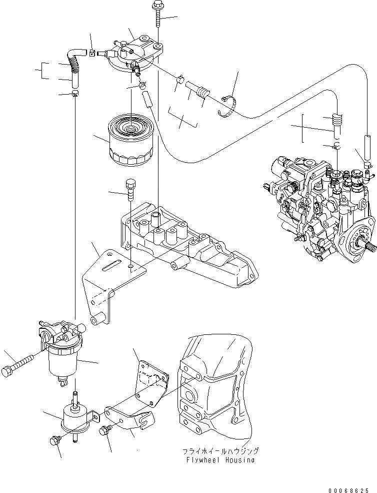 Схема запчастей Komatsu 3D88E-6BP-DA - ТОПЛИВН. ФИЛЬТР. И ТРУБЫ ДВИГАТЕЛЬ