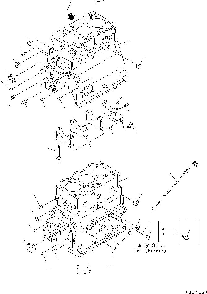 Схема запчастей Komatsu 3D95S-W-1C - БЛОК ЦИЛИНДРОВ БЛОК ЦИЛИНДРОВ
