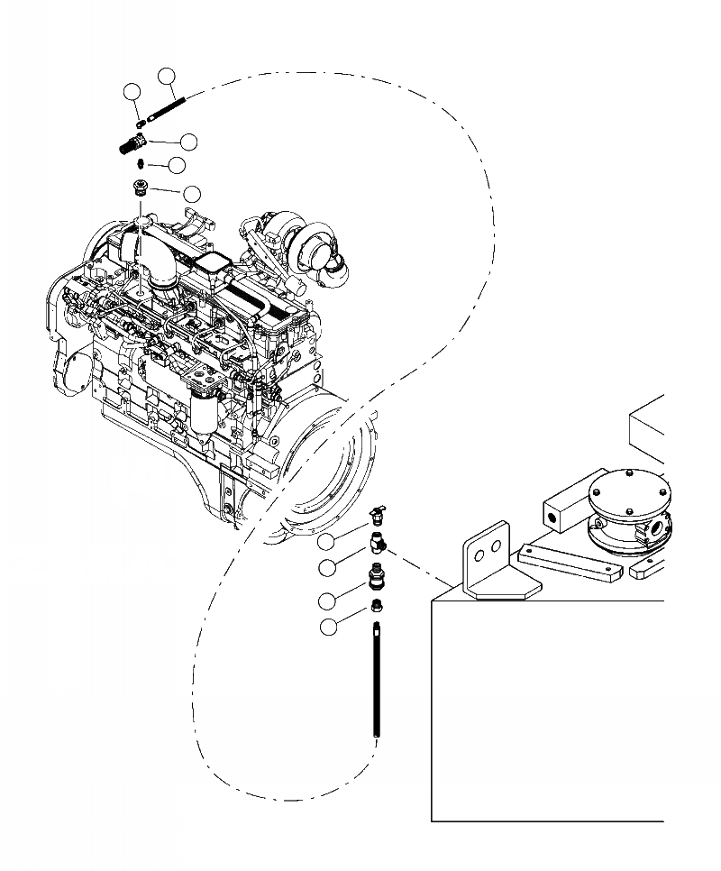 Схема запчастей Komatsu 430FX-1 - H-A ГИДРОЛИНИЯ TURBO BOOST ЛИНИЯ БЕЗ VACUUM НАСОС ГИДРАВЛИКА