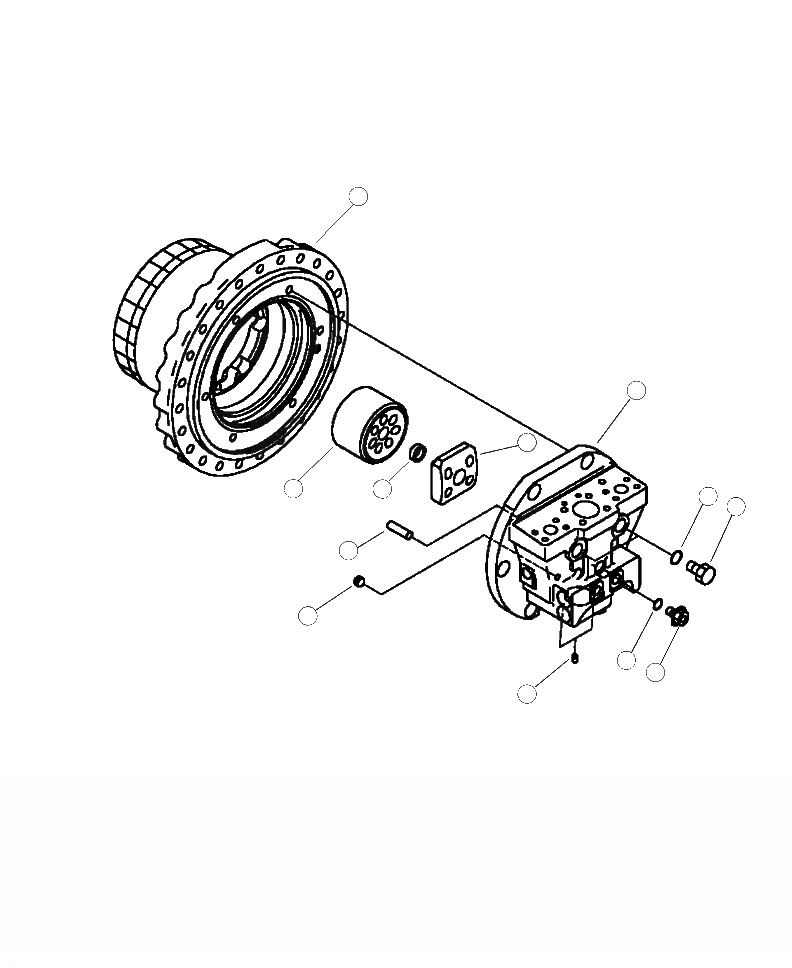 Схема запчастей Komatsu 430FX-1 - 7-A МОТОР ХОДА (/) МОТОР КОРПУС НИЖНЯЯ ГИДРОЛИНИЯ И ЛИНИЯ ХОДА