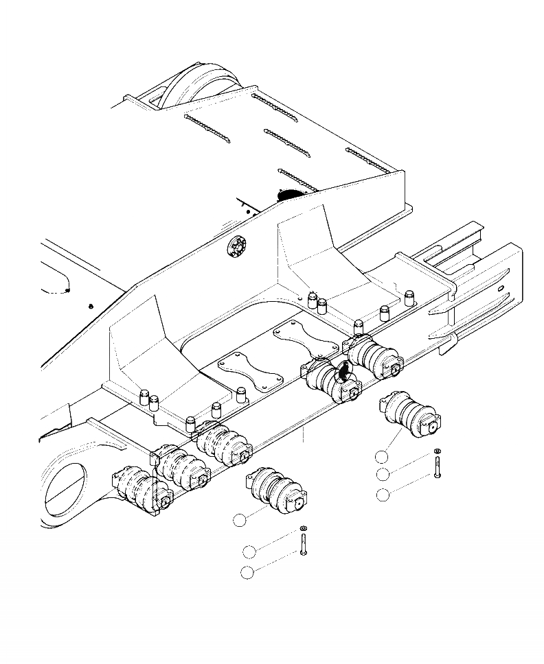 Схема запчастей Komatsu 430FX-1 - R-A ОПОРНЫЙ КАТОК КРЕПЛЕНИЕ НИЖН.CARRIAGE