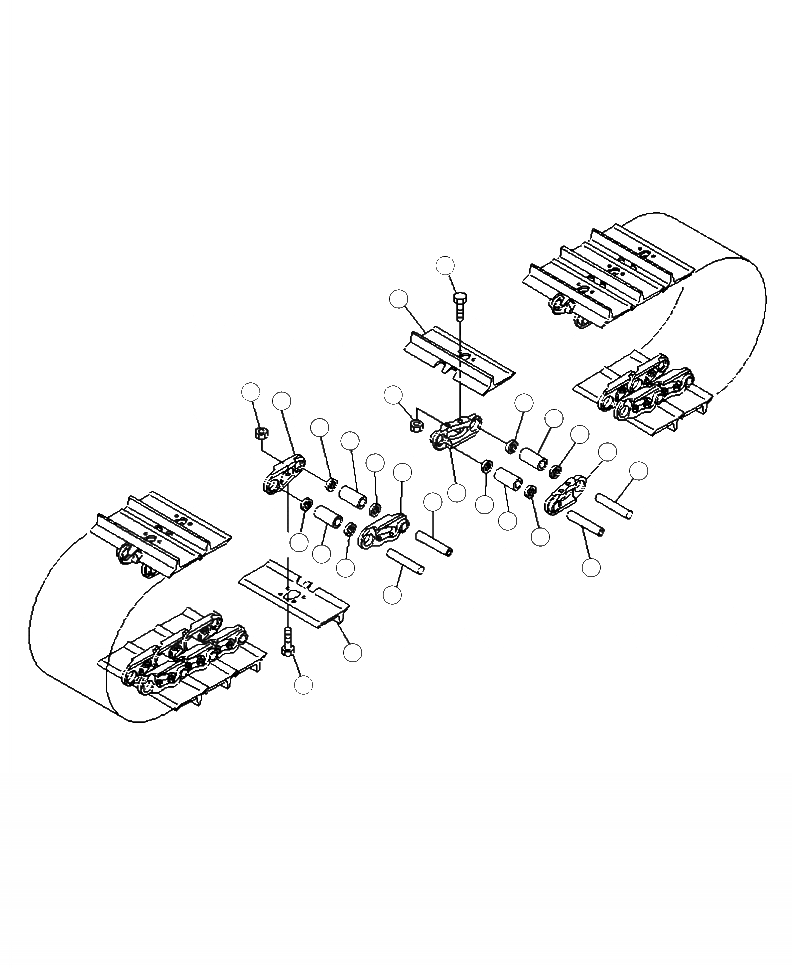 Схема запчастей Komatsu 445FXL-1 - R-A ГУСЕНИЦЫ ЦЕПЬ ASSEMBLY НИЖН.CARRIAGE