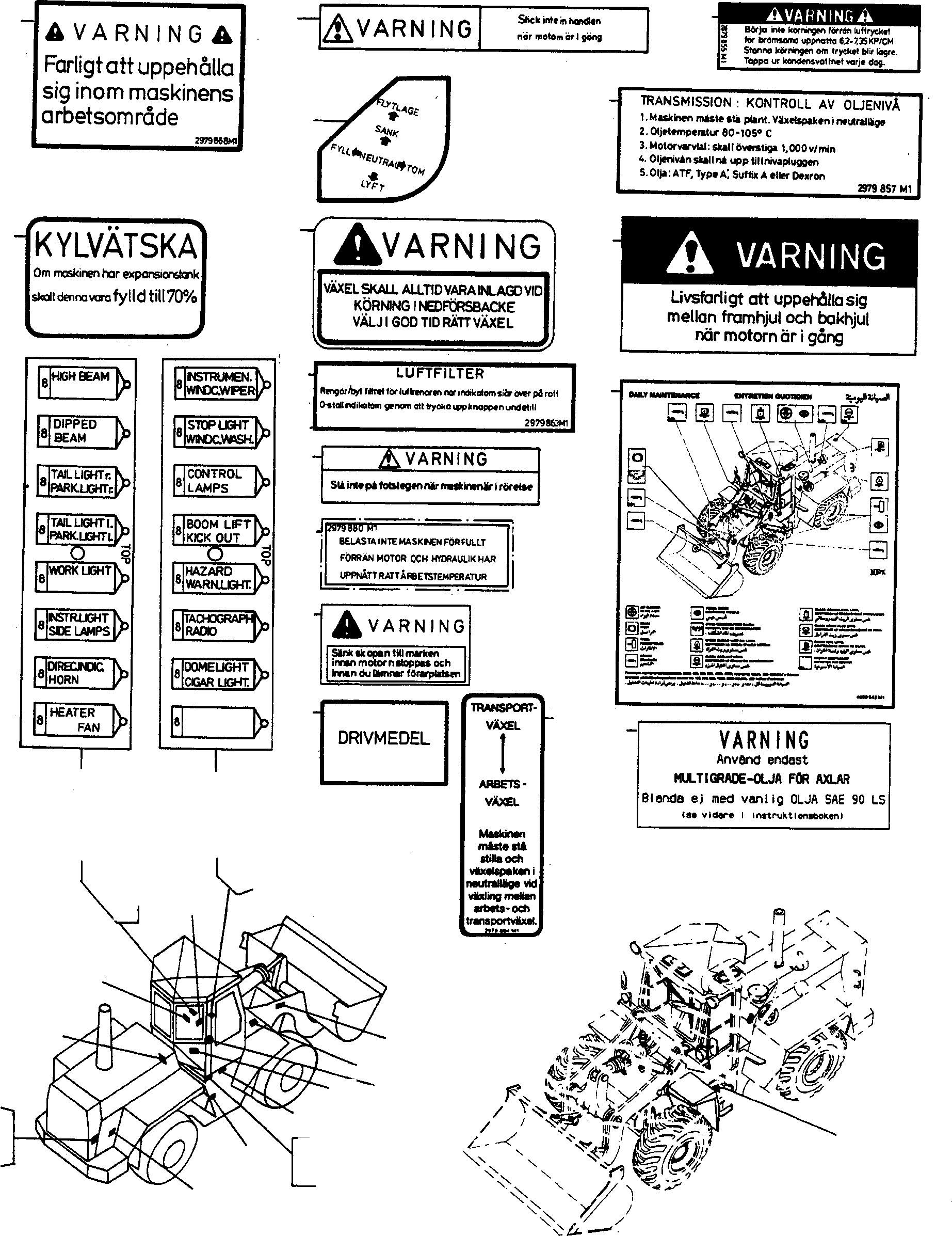 Схема запчастей Komatsu 44C - ТАБЛИЧКИS, SWEDISH, EXECUTION I ШАССИ И SUPERSTRUCTURE