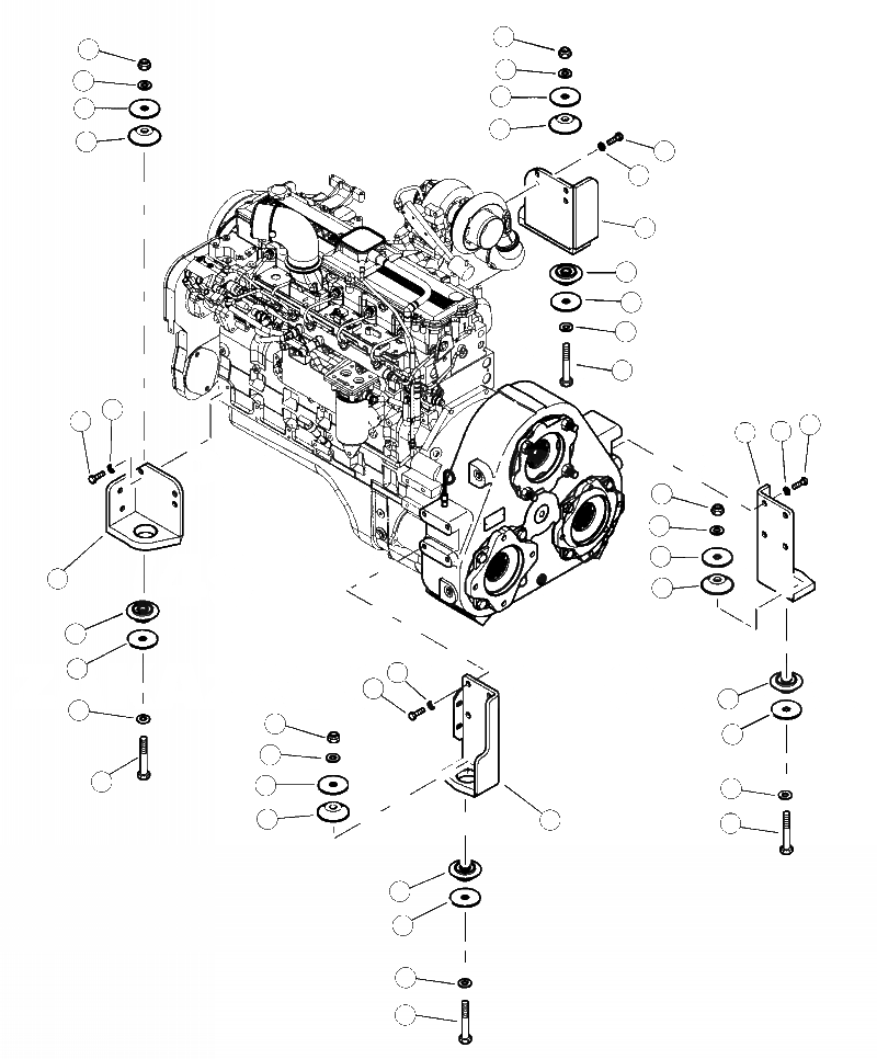 Схема запчастей Komatsu 450FXL-1 - B-A КРЕПЛЕНИЕ ДВИГАТЕЛЯ КОМПОНЕНТЫ ДВИГАТЕЛЯ