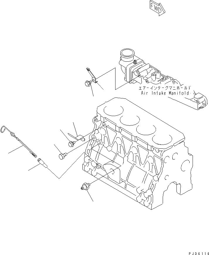 Схема запчастей Komatsu 4D88E-3H-MX - БЛОК ЦИЛИНДРОВ АКСЕССУАРЫ(№9-) ДВИГАТЕЛЬ