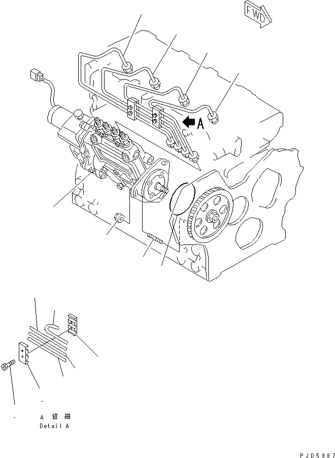 Схема запчастей Komatsu 4D88E-3H-MX - ТОПЛ. НАСОС И ТРУБЫ(№9-) ДВИГАТЕЛЬ