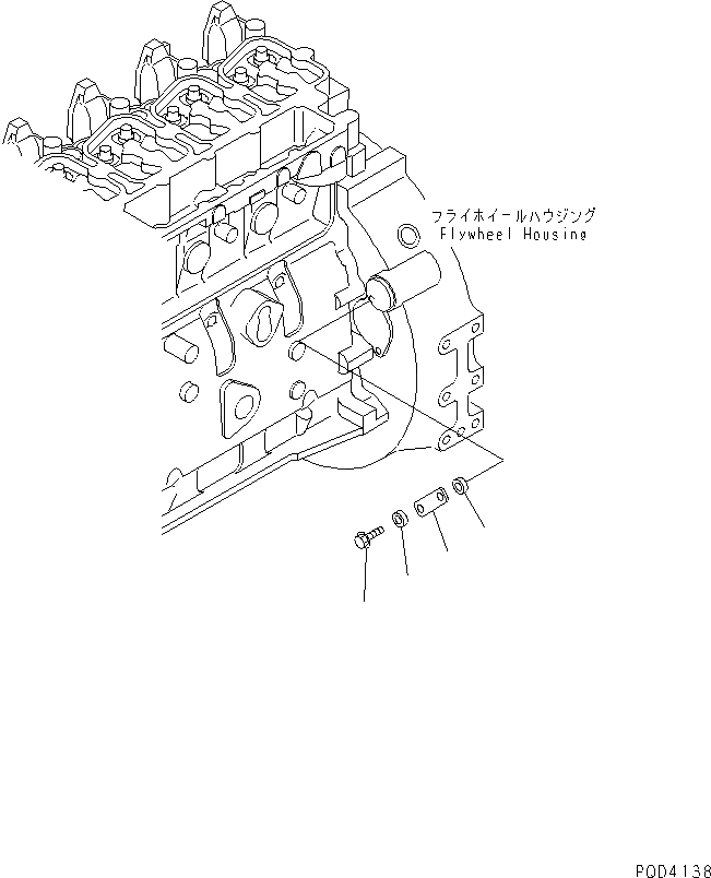 Схема запчастей Komatsu 4D102E-1B - КАРТЕР МАХОВИКА ПЛАСТИНА ДВИГАТЕЛЬ