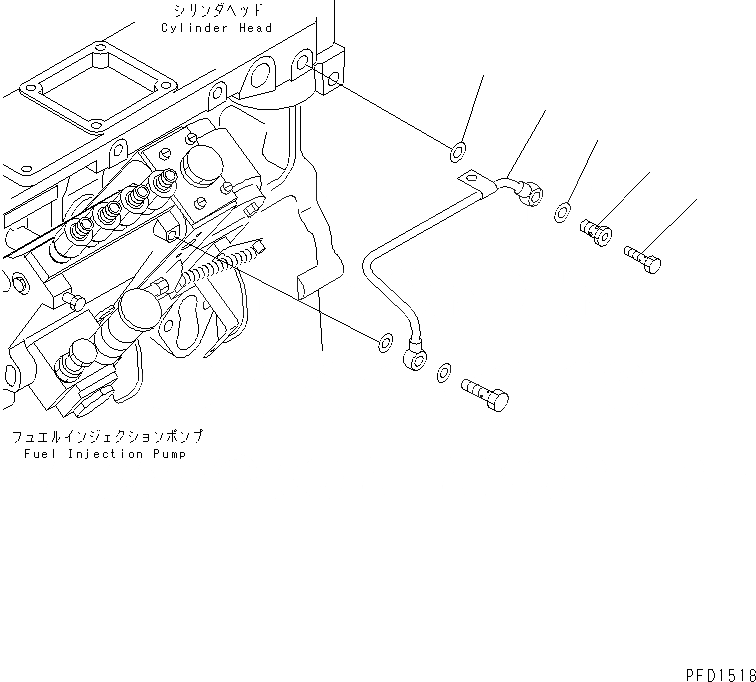 Схема запчастей Komatsu 4D102E-1B - ТОПЛИВН. FILER ТРУБЫ(№-) ДВИГАТЕЛЬ