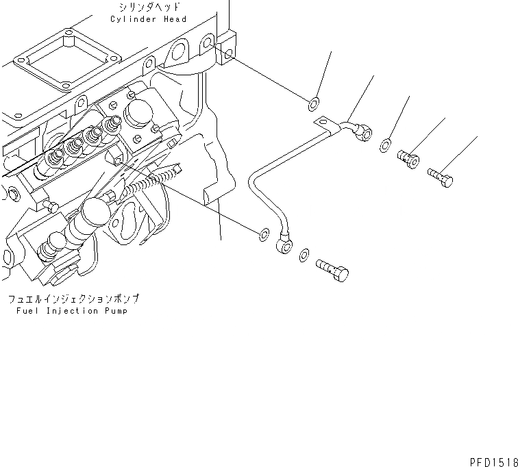 Схема запчастей Komatsu 4D102E-1C - ТОПЛИВН. FILER ТРУБЫ(№97-) ДВИГАТЕЛЬ