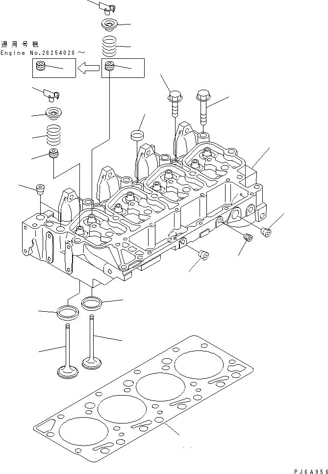 Схема запчастей Komatsu 4D102E-1C-US - ГОЛОВКА ЦИЛИНДРОВ(№7-) ДВИГАТЕЛЬ