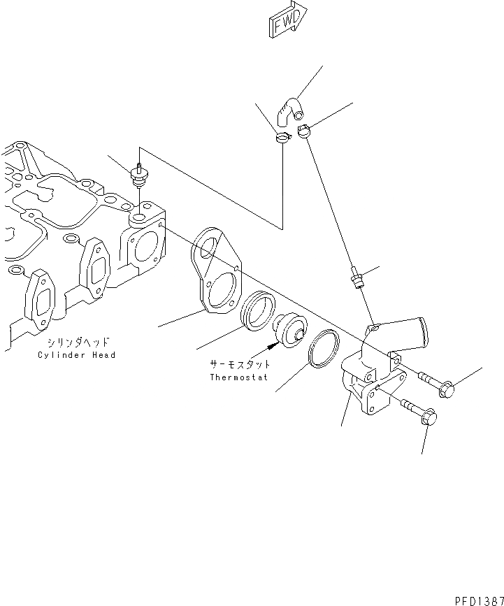 Схема запчастей Komatsu 4D102E-1C-US - ТЕРМОСТАТ ДВИГАТЕЛЬ