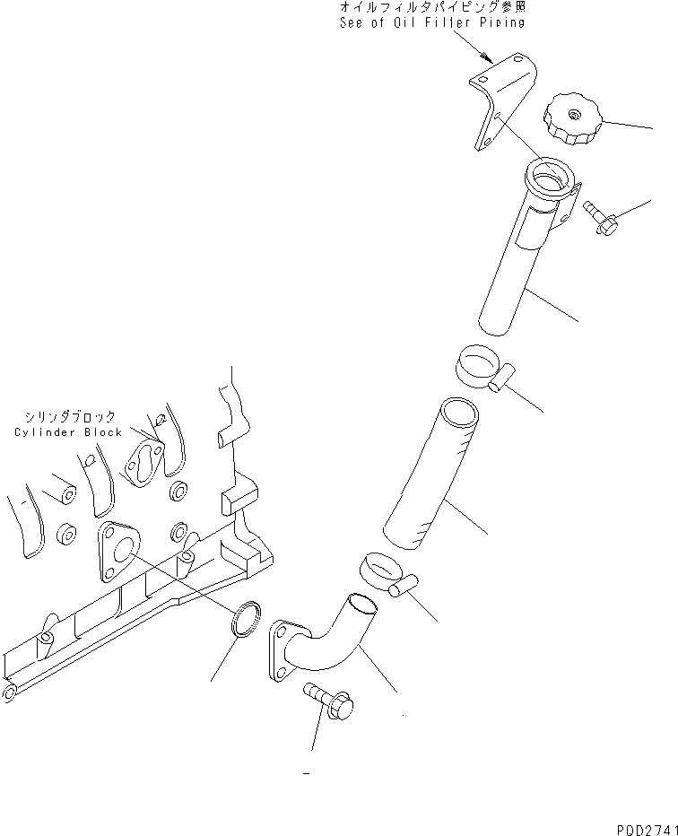 Схема запчастей Komatsu 4D102E-1C-US - МАСЛОНАЛИВНОЙ ПАТРУБОК(№-) ДВИГАТЕЛЬ
