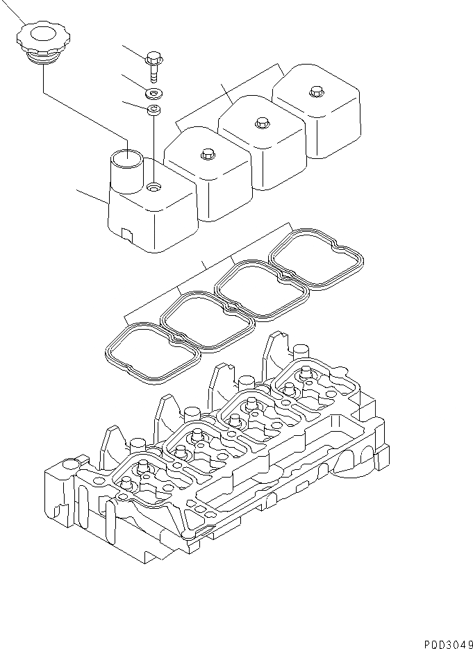 Схема запчастей Komatsu 4D102E-1B-1 - КРЫШКА ГОЛОВКИ(№-) ДВИГАТЕЛЬ