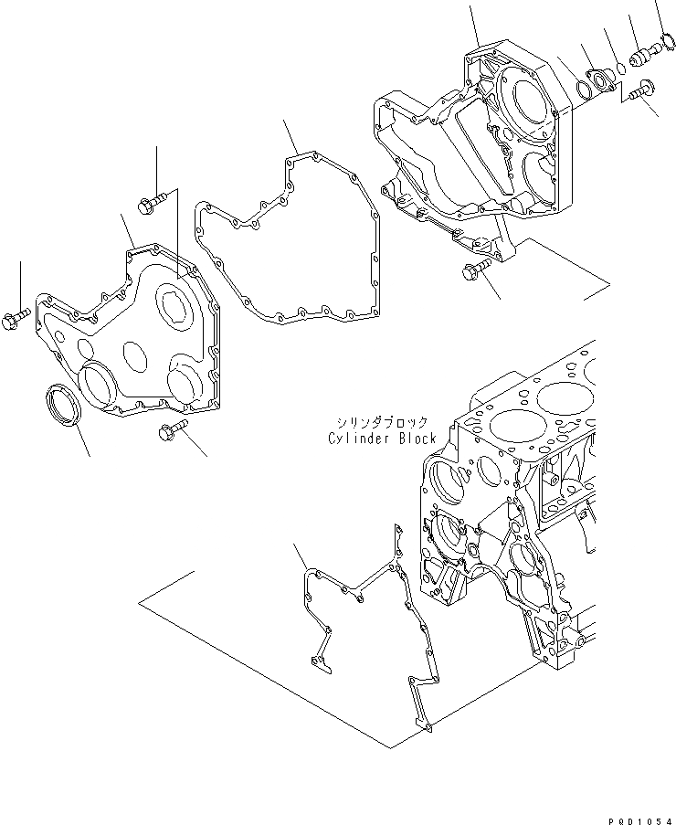 Схема запчастей Komatsu 4D102E-1B-1 - ПЕРЕДН. COVER(№-879) ДВИГАТЕЛЬ