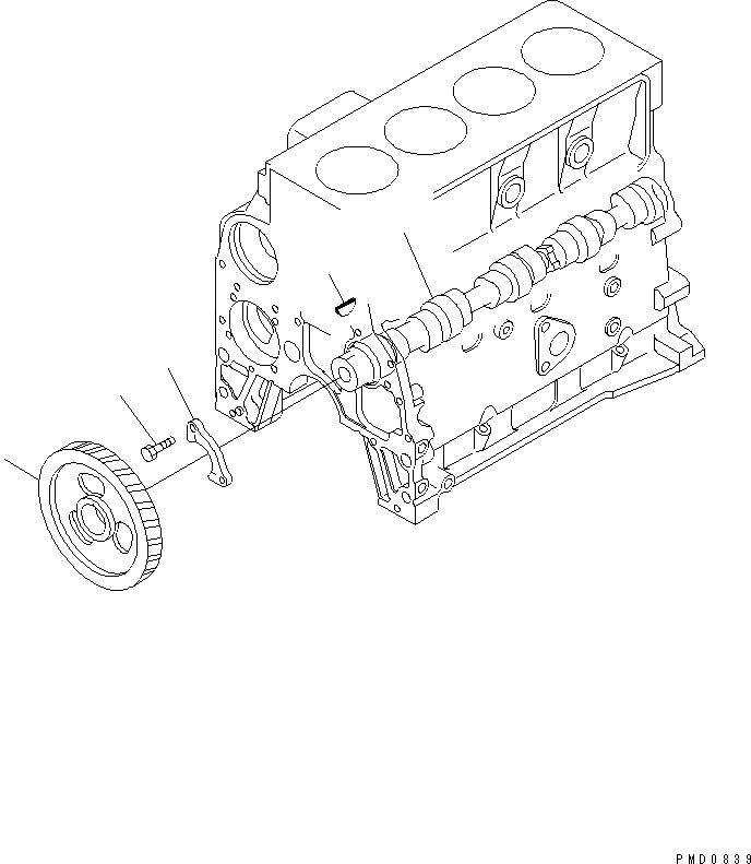 Схема запчастей Komatsu 4D102E-1B-1 - РАСПРЕДВАЛ(№8-) ДВИГАТЕЛЬ