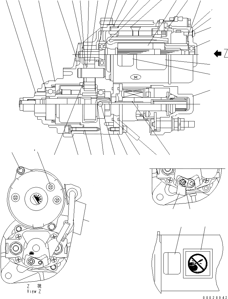 Схема запчастей Komatsu 4D102E-1B-1 - СТАРТЕР (.KW) (ВНУТР. ЧАСТИ)(№-) ДВИГАТЕЛЬ