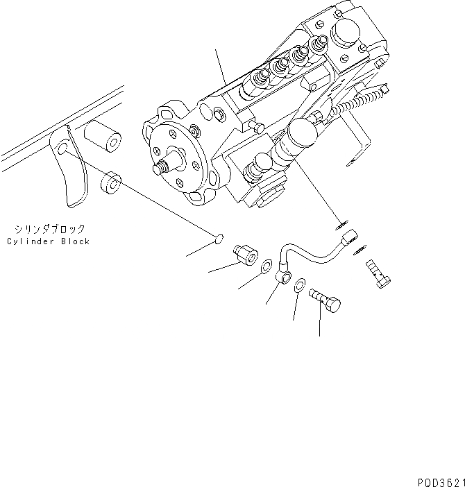 Схема запчастей Komatsu 4D102E-1A - ТОПЛ. НАСОС И МАСЛОПРОВОДЯЩАЯ ЛИНИЯ(№97-) ДВИГАТЕЛЬ