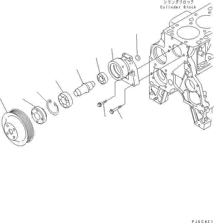 Схема запчастей Komatsu 4D102E-1A - ПРИВОД ВЕНТИЛЯТОРА ШКИВ (STOCKBREEDING СПЕЦ-Я.)(№7979-) ДВИГАТЕЛЬ