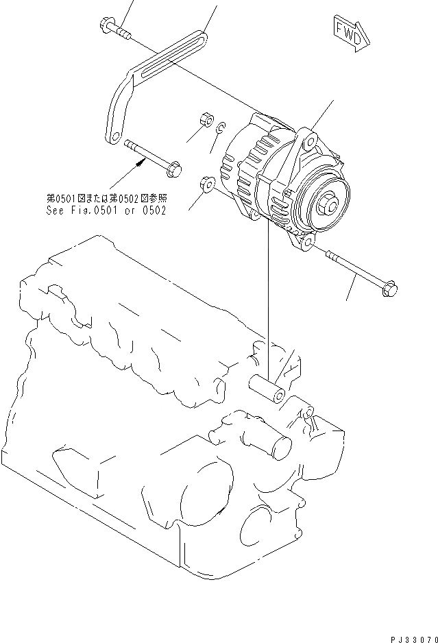 Схема запчастей Komatsu 4D84-2B - ГЕНЕРАТОР И КРЕПЛЕНИЕ (A)(№-) ЭЛЕКТРИКА
