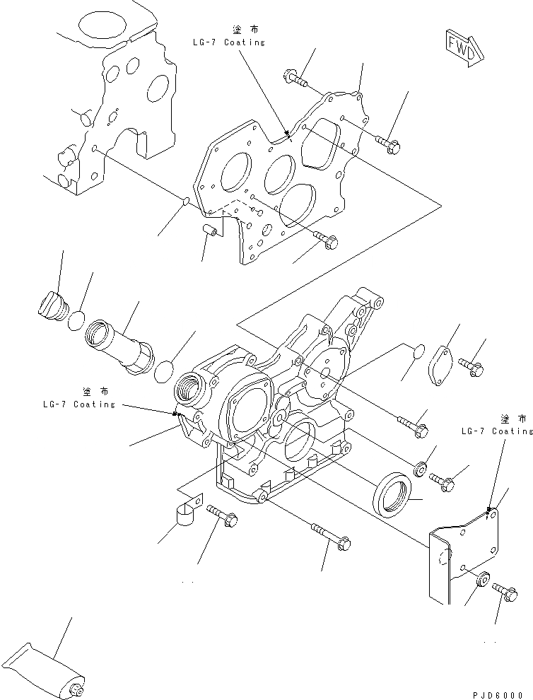 Схема запчастей Komatsu 4D84E-3E - ПЕРЕДН. COVER(№8-) ДВИГАТЕЛЬ